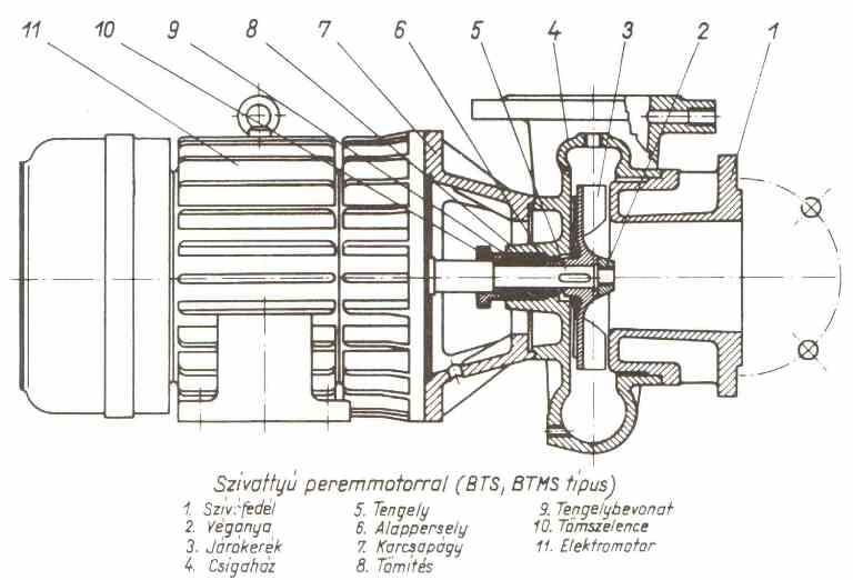 Szivattyú peremmotorral (BTS, BTMS típus)